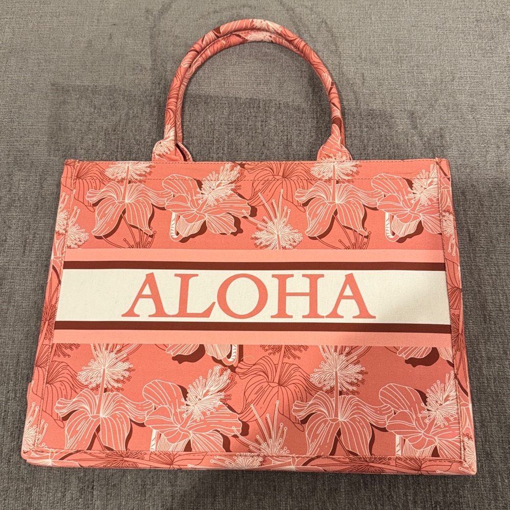 Aloha Coral Floral Tote Bag